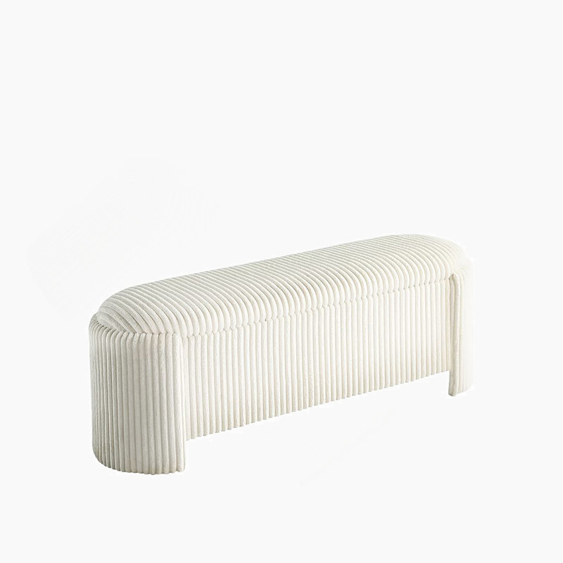 Banc de style contemporain avec compartiment de rangement intégré et salon blanc, Blanc