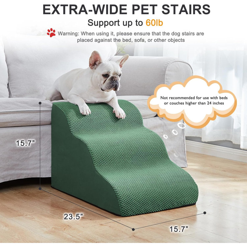 Dog Stairs Ramps For Small Medium Dogs To Beds And Couches Up To 18'', Dog Steps With Sturdy High-Density Foam, Pet Stairs With Non-Slip Bottom For Puppy And Cats, With Hair Remover Roller,