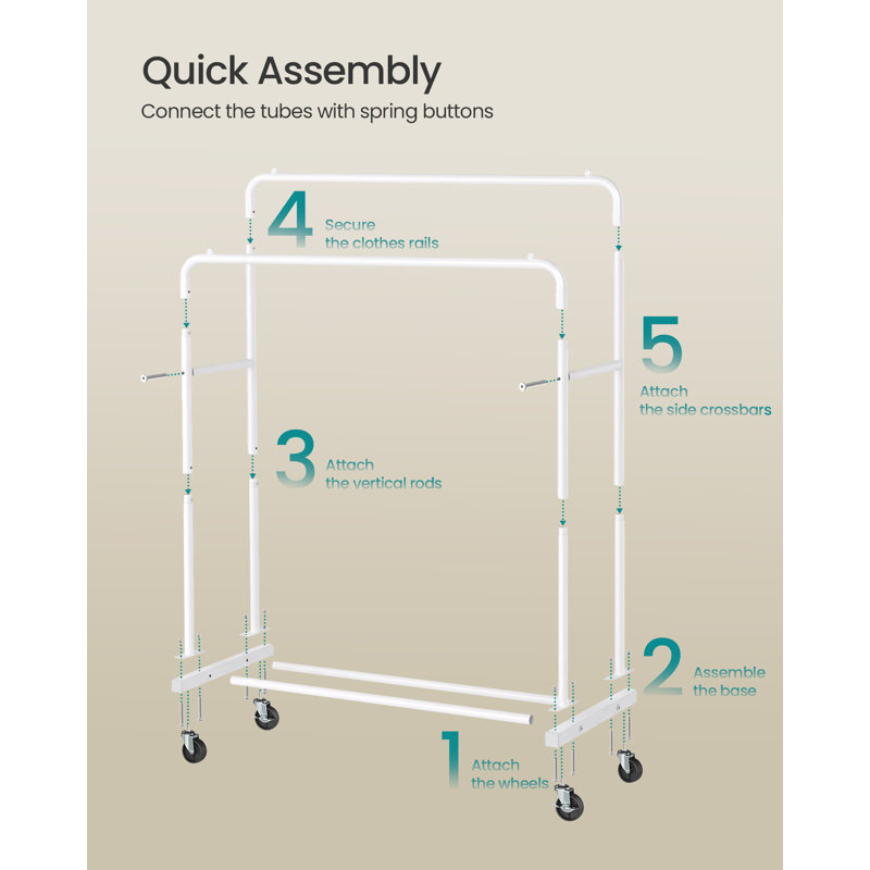 110cm Rolling Clothing Rack, White