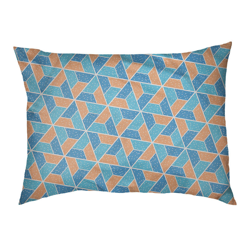 Coussin pour chien Byrge Trapezoids, Très grand (l 50 po x P 40 po x H 42 po), Orange / bleu / cyan