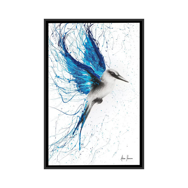 «True Blue», impression sur toile, H 26 po x l 18 po x P 1,5 po, Toile avec cadre noir, Pas de tapis