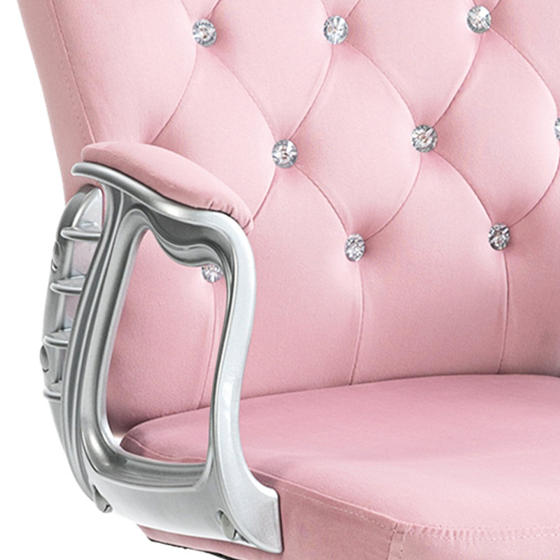 Chaise de bureau en velours rose, siège réglable et pivotant à 360 ° pour un mouvement sans coutures, fauteuil inclinable en velours confortable