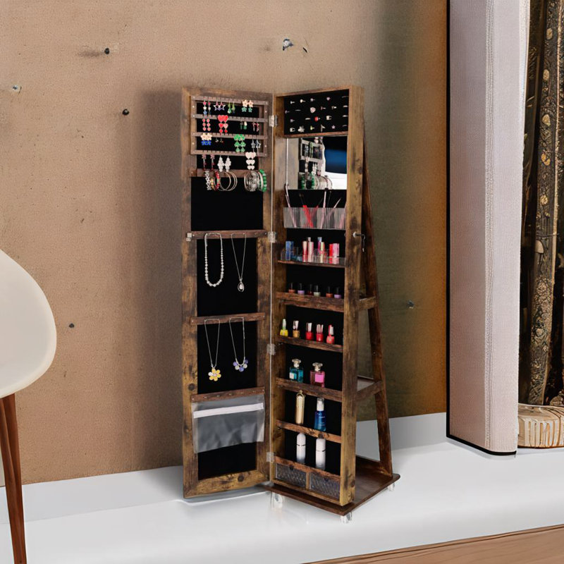 360° Swivel Jewellery Cabinet & Mirror