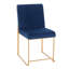 Ensemble de 2 chaises d'appoint en velours bleu riche avec pieds en métal doré pour un style contemporain dans la salle à manger