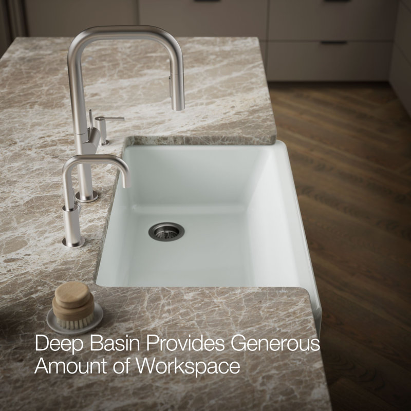 Whitehaven® Self-Trimming 36" L x 22" W Farmhouse Kitchen Sink, Ice Grey