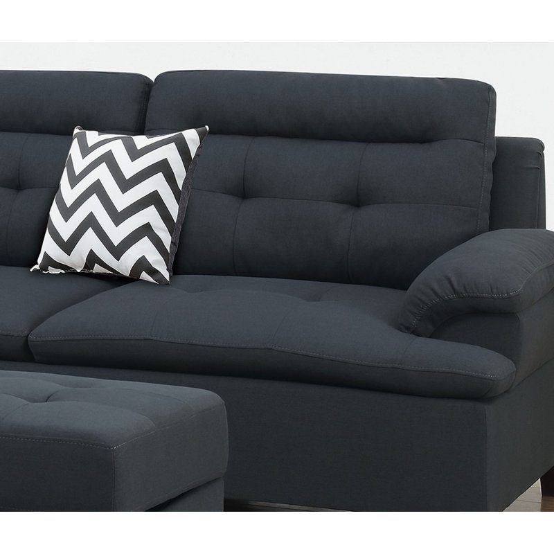 Upholstered 105.42'' Sofa, Black Velvet