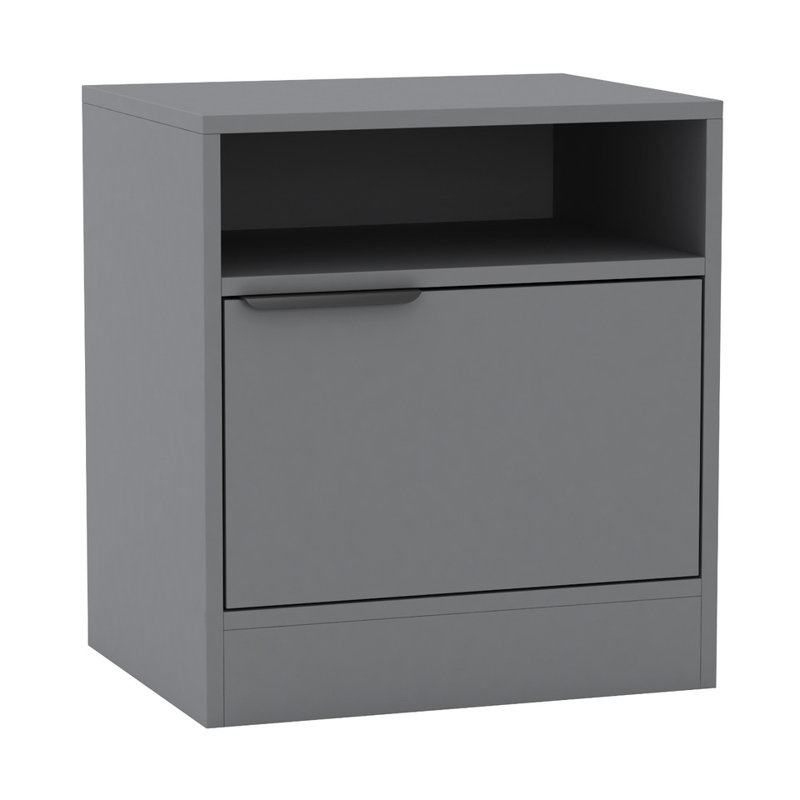 Swathi 114.3cm W Solid Wood Bedside Table, Grey