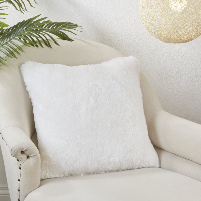 Shearling Collection Sheepskin Throw Pillow, Down, Ivory