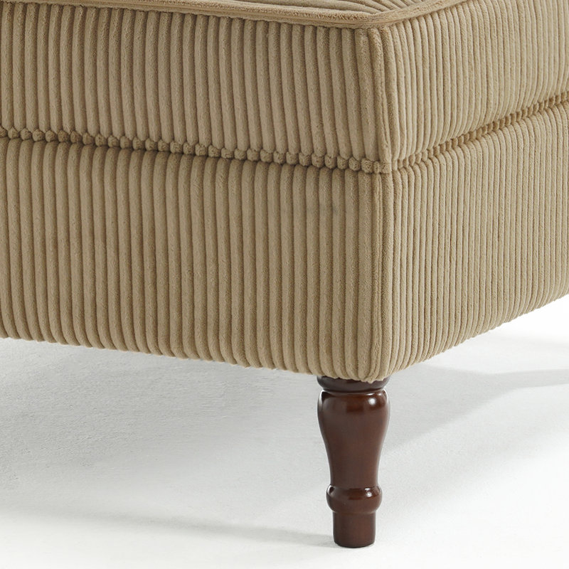 31.98cm Wide Tufted Rectangle Solid Colour Ottoman with Storage, Camel