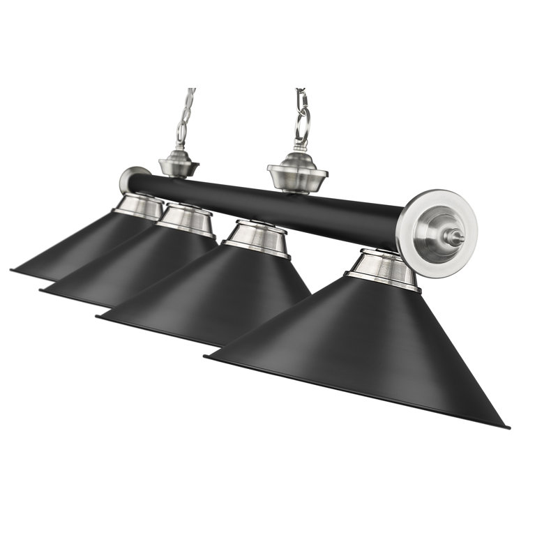 Billard 4 lumières Annaleisa, Noir mat/nickel brossé, Noir mat