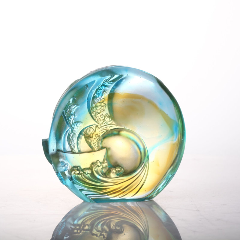 LIULI Crystal, Sailing boat, Ocean Wave and the Sun, Tai Chi Series | Smooth Sailing