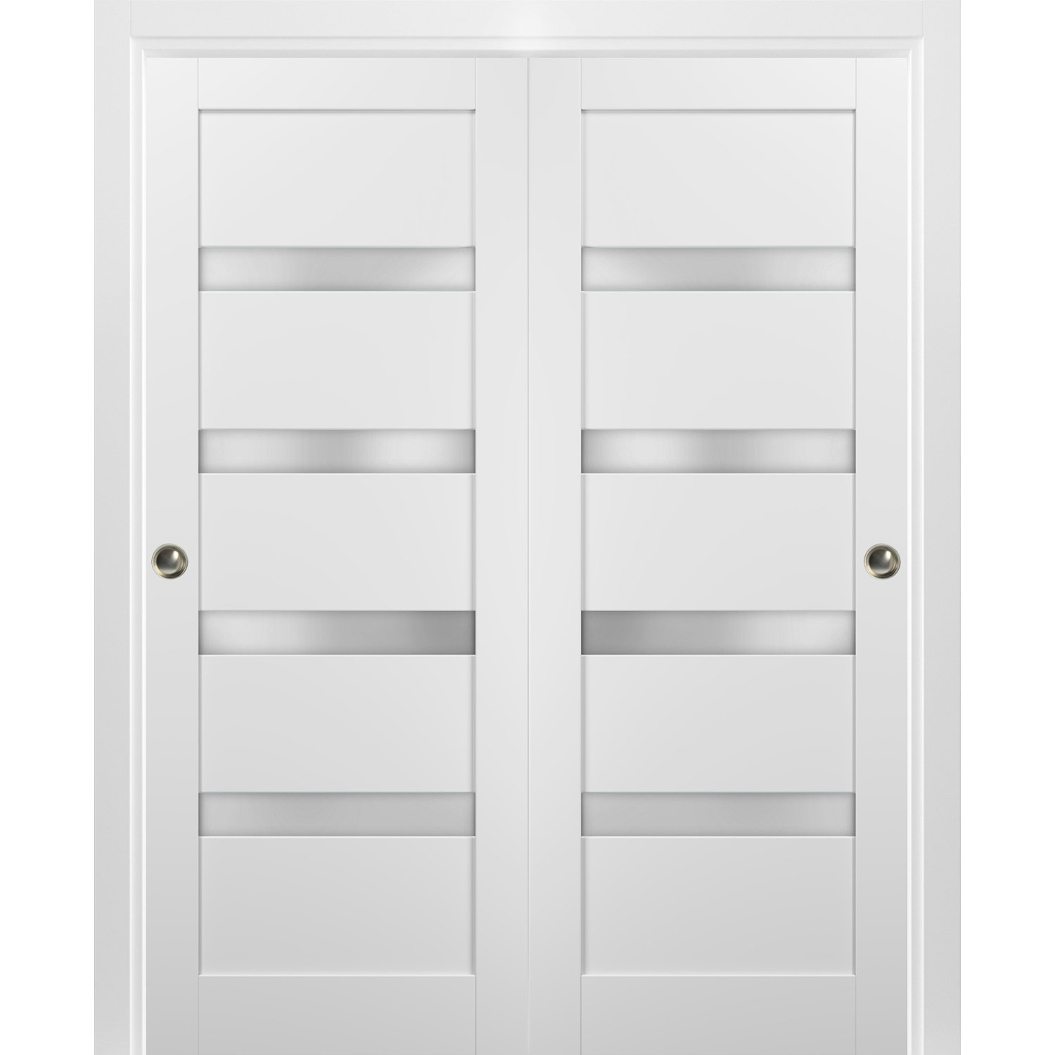 SARTODOORS Quadro Frosted Glass Sliding Closet White Doors with