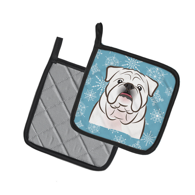 Cuisinier poignée flocon de neige de l’allée de fêtes Ashlynn, Bleu / Blanc
