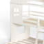 Lit superposé en bois de style maison avec glissade, tablettes de rangement et garde-robe-129161128