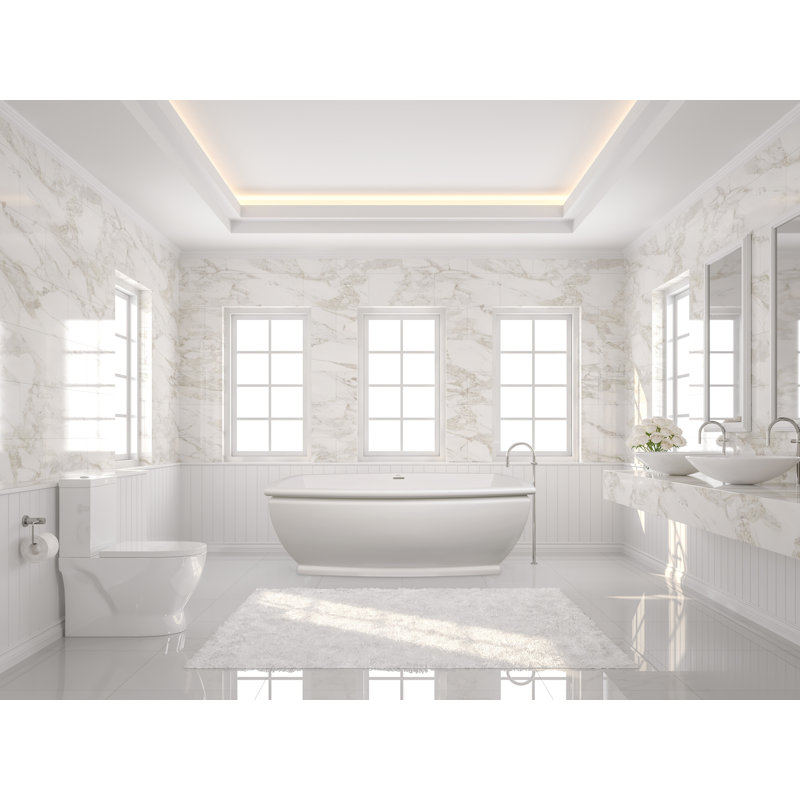Niantic 66.25'' L Air Bathtub, Satin Nickel, Matte White