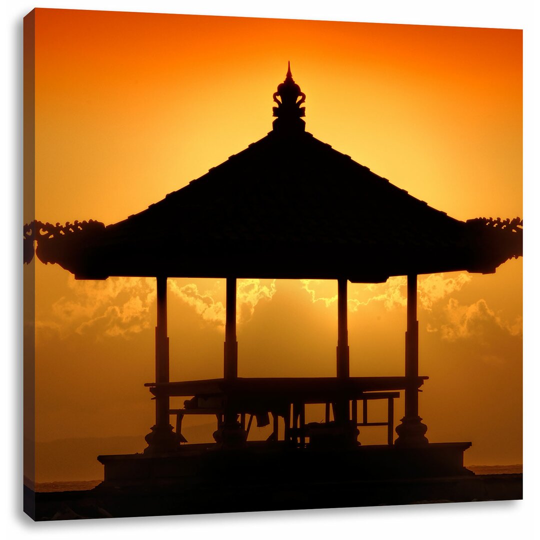 Leinwandbild Pagoda in Bali at Sunset