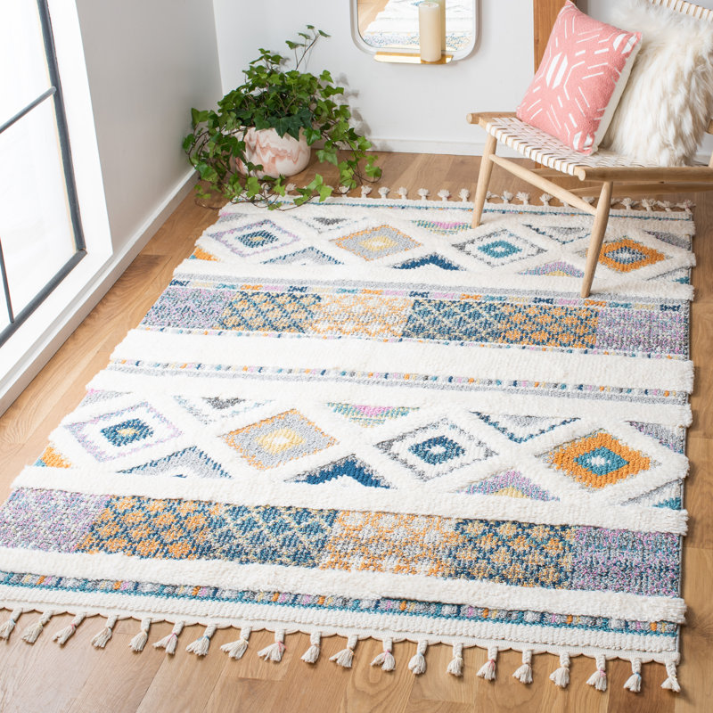 Moroccan Fringe Shag Performance Moroccan Rug, Rectangle 5'3" x 7'6"