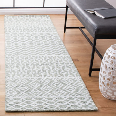 Tapis géométrique en laine / viscose / coton touffeté à la main Percy
