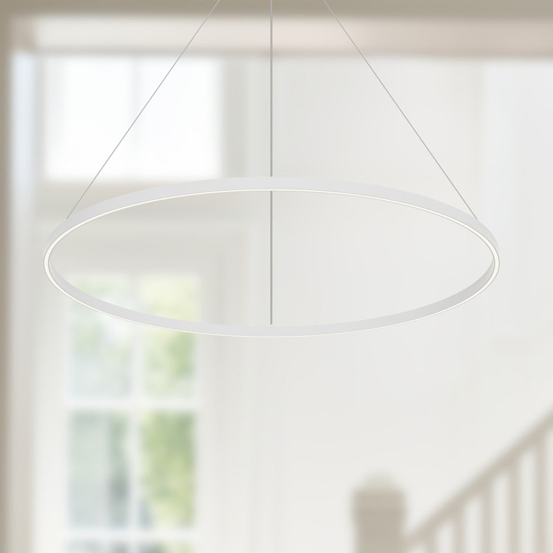 Cerchio 1 - Light LED Unique/Statement Pendant, White, 123.25" H x 47.25" W x 47.25" D