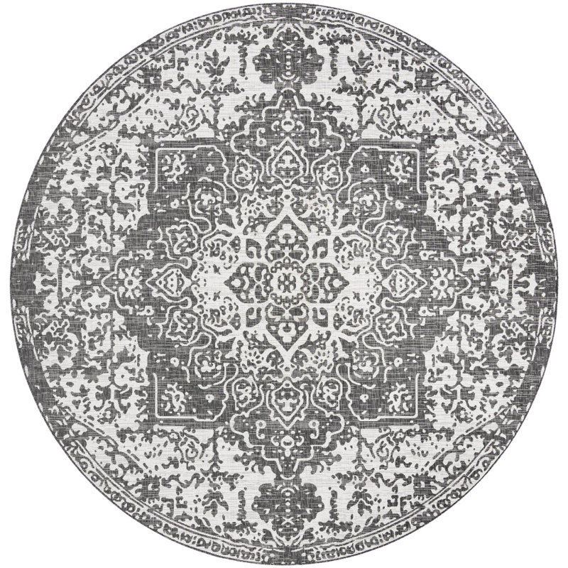 Outdoor Destiny Area Rug Ashen Color, Round 10'8"