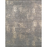 Hand Knotted Abstract Area Rug in Grey