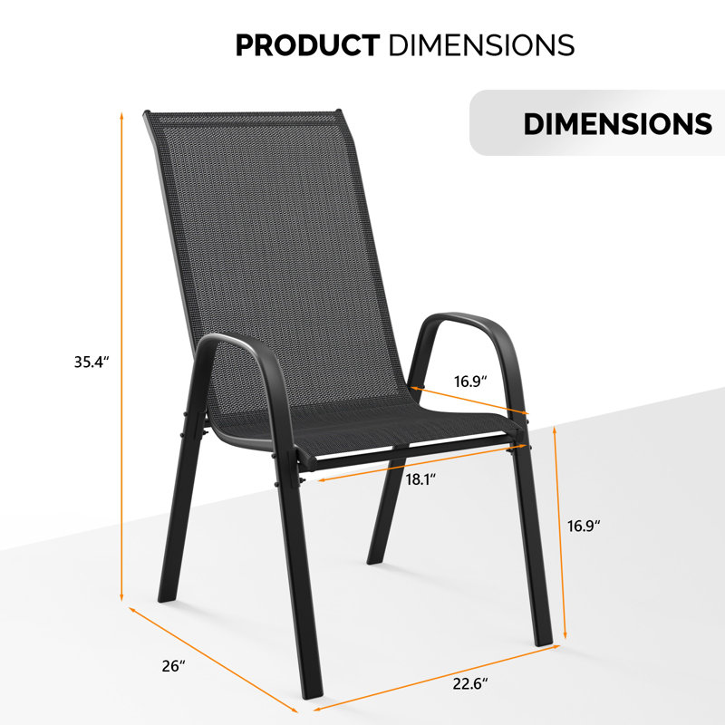 Outdoor Stackable Dining Chairs(Set Of 2), Black