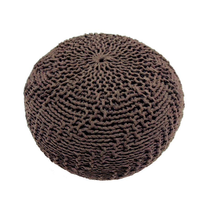 Knit Weave Pouf, 20” W X D 14” H, Brown, Modern Decor For Indoor Outdoor Areas Weave, 20x20x14 Inches, Design Spaces