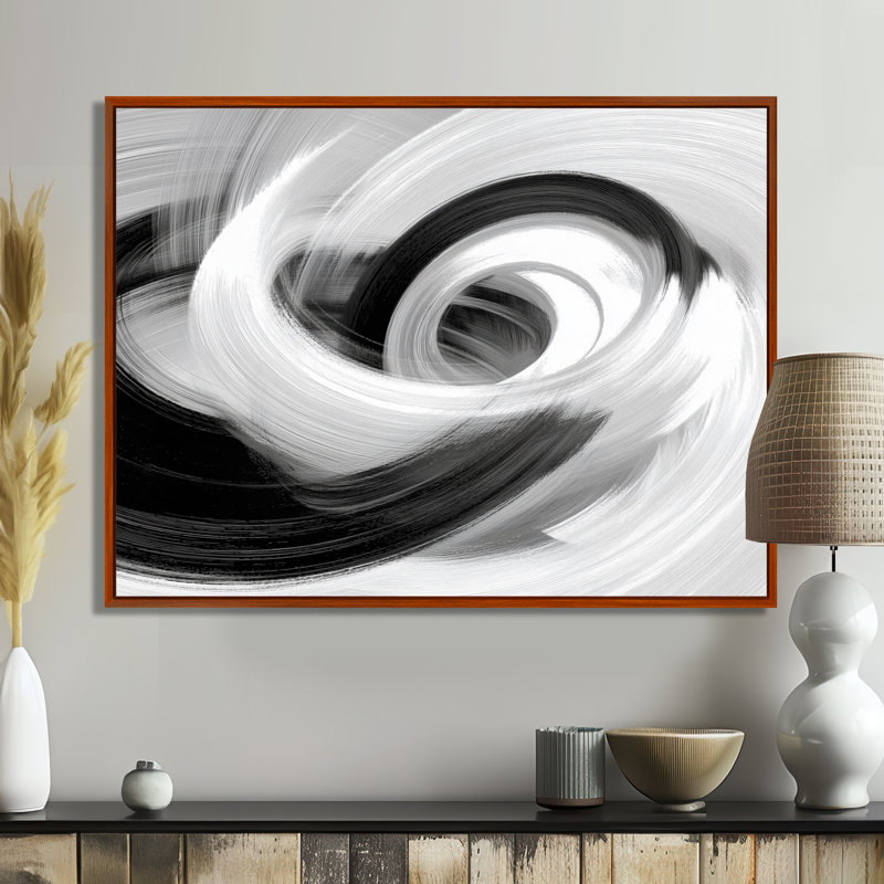 Alyssea - abstrait, impression sur toile, art mural abstrait blanc, Brun, H 12 po x l 20 po, Reproduction avec cadre flottant