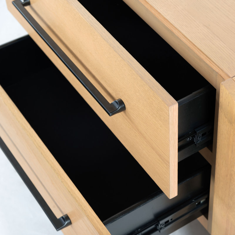 Katrina Wood 2 Drawer Nightstand, Natural