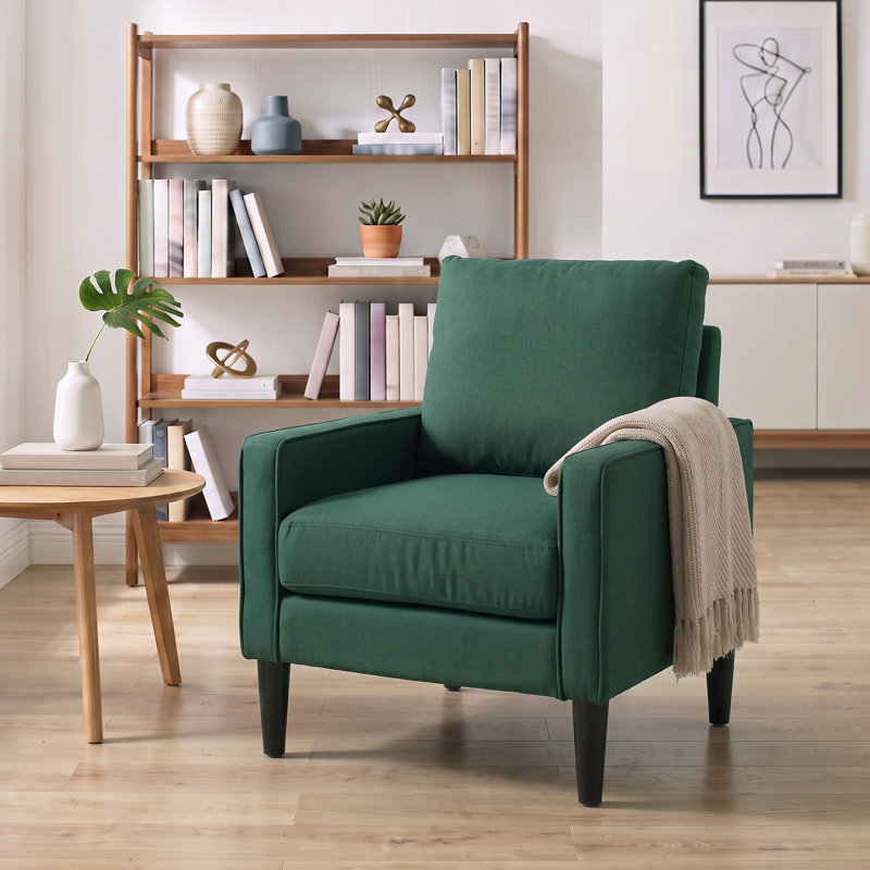 Upholstered Armchair, Green Polyester