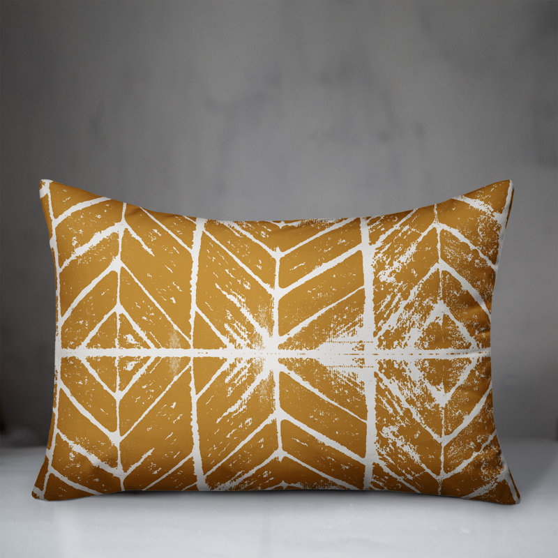  Coussin intérieur / extérieur géométrique, Orange / Jaune