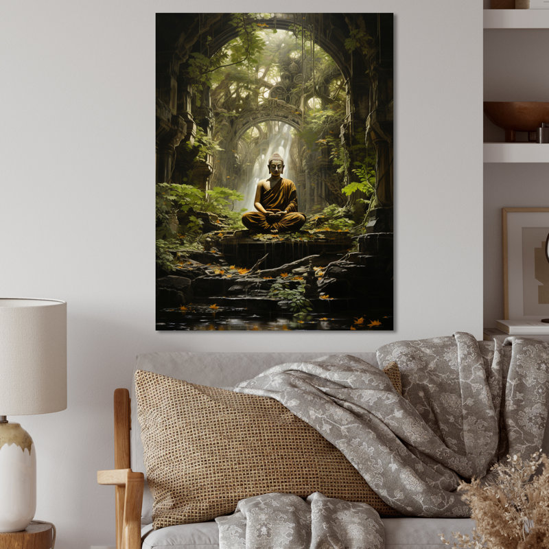 «Green Buddhist Art Buddhas Enlightenment - Buddhism», reproduction d'art en métal, H 20 po x l 12 po x P 1 po