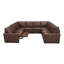 Canapé modulaire inclinable électrique en cuir véritable de qualité supérieure avec repose-pieds réglables et disposition moderne en forme de U-2083923039