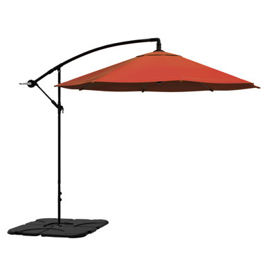 Offset Patio Shade 10 Ft Cantilever Outdoor Umbrella with 220lb Fillable Base Easy Crank Canopy for Deck, Yard or Poolside by Pure Garden (Orange)