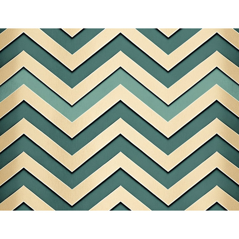 Housse de couette à motif de chevrons doré / vert, Housse de couette pour grand lit