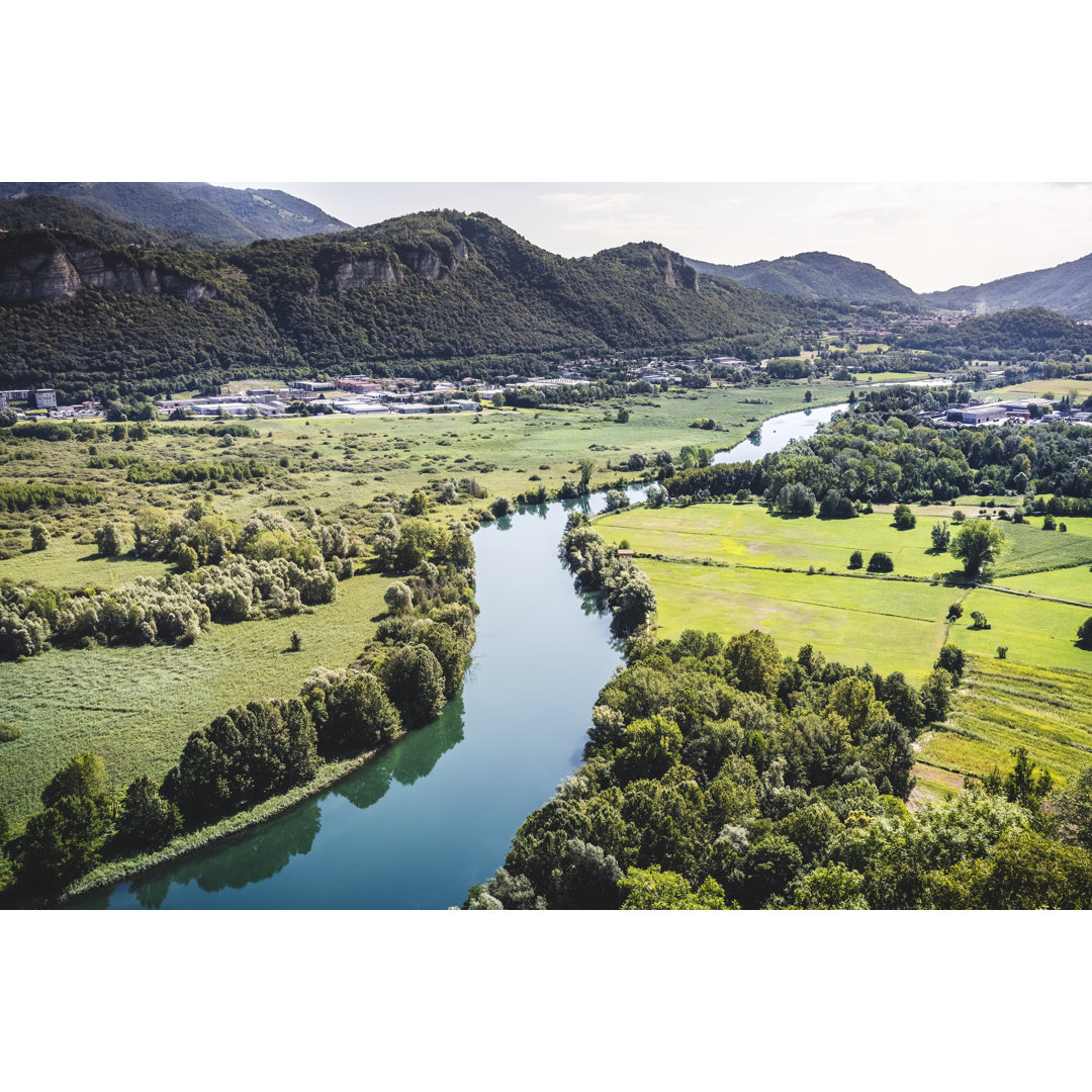 River Running Through Cultivated Fields von Deimagine - Kunstdrucke auf Leinwand ohne Rahmen