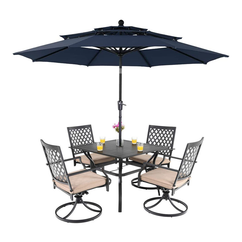 4 - Person Patio Dining Set with Square Table , Cushions Included