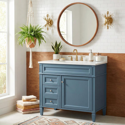  30'' Modern Bathroom Vanity Base Only Without Top with 2 Drawers and Tip-Out Drawer