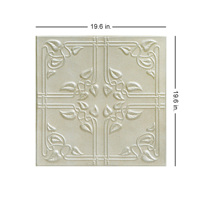 Tuile de plafond en polystyrène collé 1,6 pi x 1,6 pi Ivy Leaves, Onyx doré