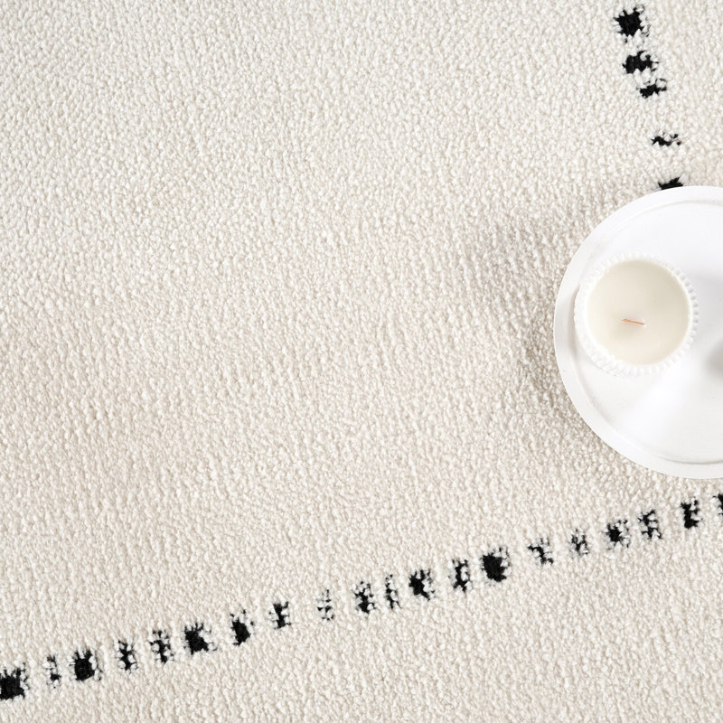 bani Orith OLV110A Modern Ivory Black Grid Pattern Minimalist Area Rug, Rectangle 4' x 6'