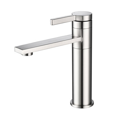 Brushed Nickel Sink Vanity Tap - Single Handle, Stainless Steel, Minimizes Cleaning Frequency, Graceful Design For Bathroom Low Maintenance, Captivating