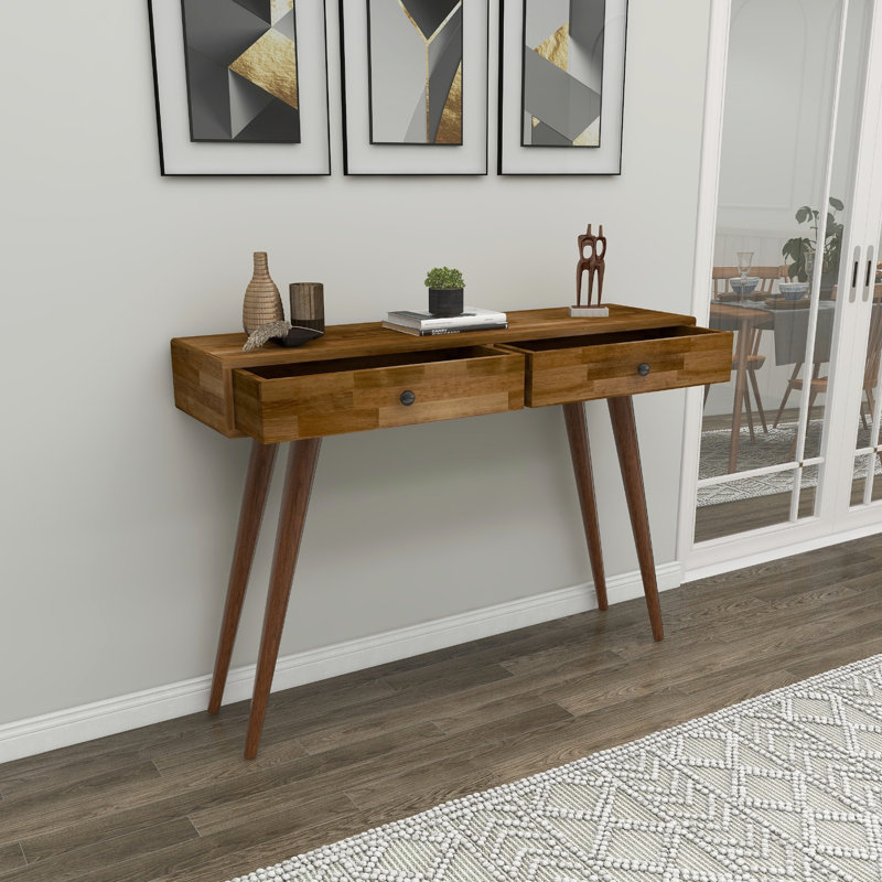 Console Table 110Cm Solid Wood Eradu, Walnut