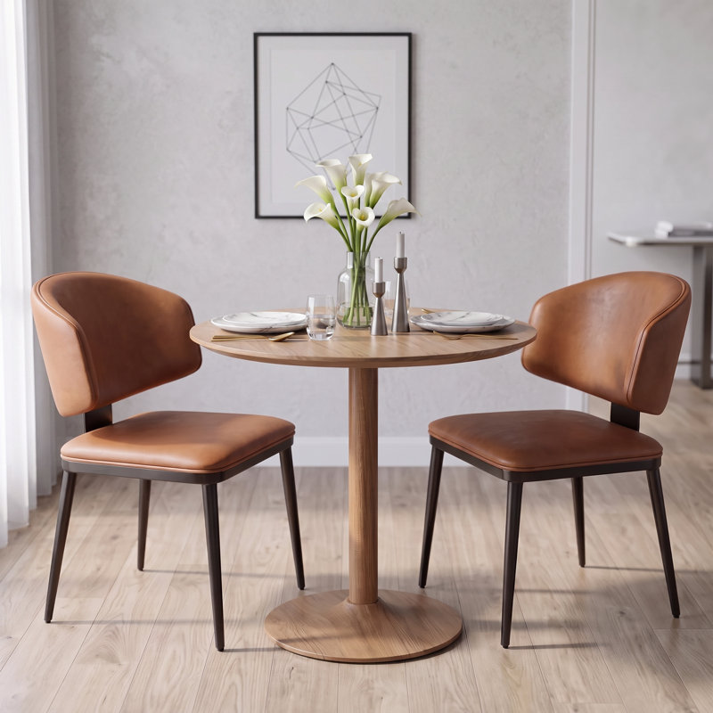 Chaise de salle à manger moderne en lin doux, gris clair / noir / brun, 4pc, Brown