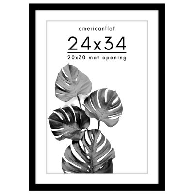 Poster Frame - Wooden Picture Frame with Mat and Plexiglass Cover