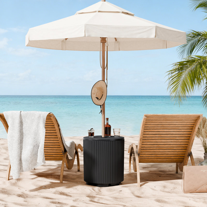 Base de parasol de table d'extérieur Acker, H 16,7 po x l 14,8 po x P 14,8 po, Noir