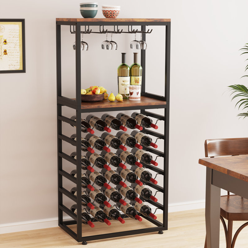 Floor Wine Bottle Rack Rustic Brown
