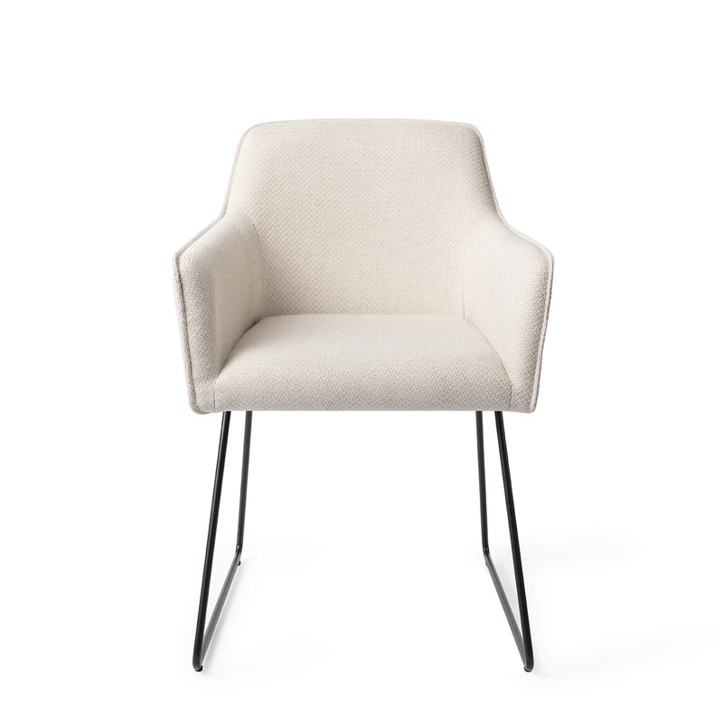 Lannie 123.19cm H Polyester Upholstered Metal Armchair, Black, Cream