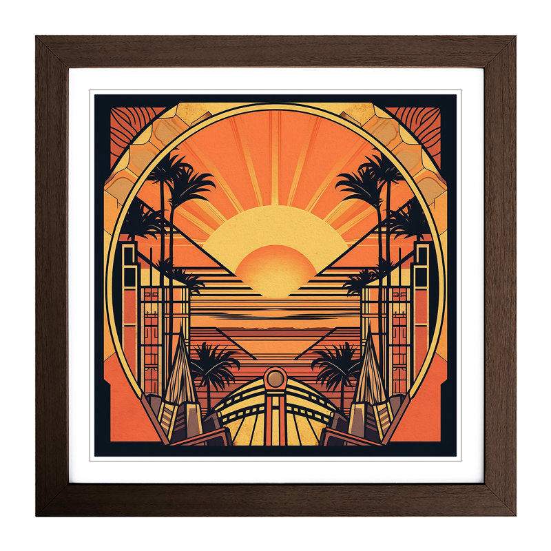Sunrise Art Deco No.2 - Framed Print, Walnut