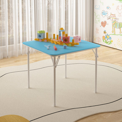 Kids Folding Table, Foldable Kids Play Table, Portable Activity Table for Arts, Crafts, Snacks & Playtime, No Assembly Required, Easy to Store and Clean