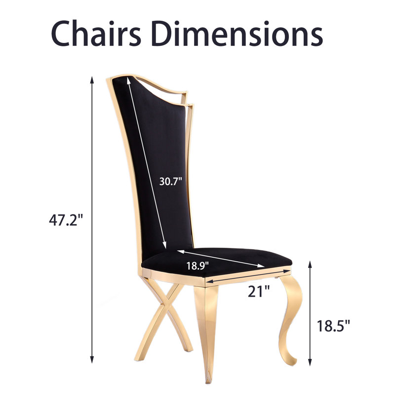 Chaise d'appoint Justian, Noir, Or
